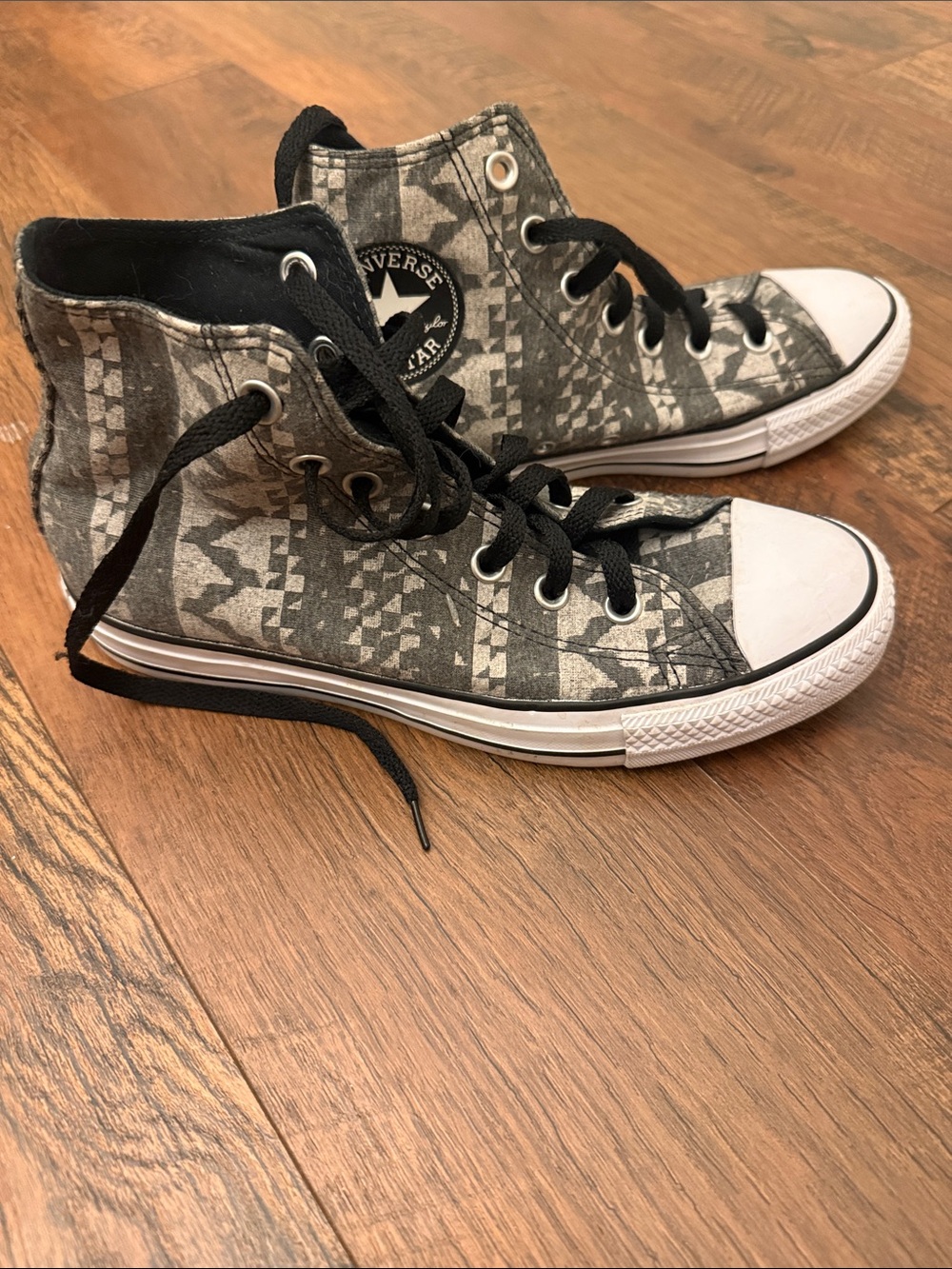 Converse High Top Sneakers in Black and White Geometric Print